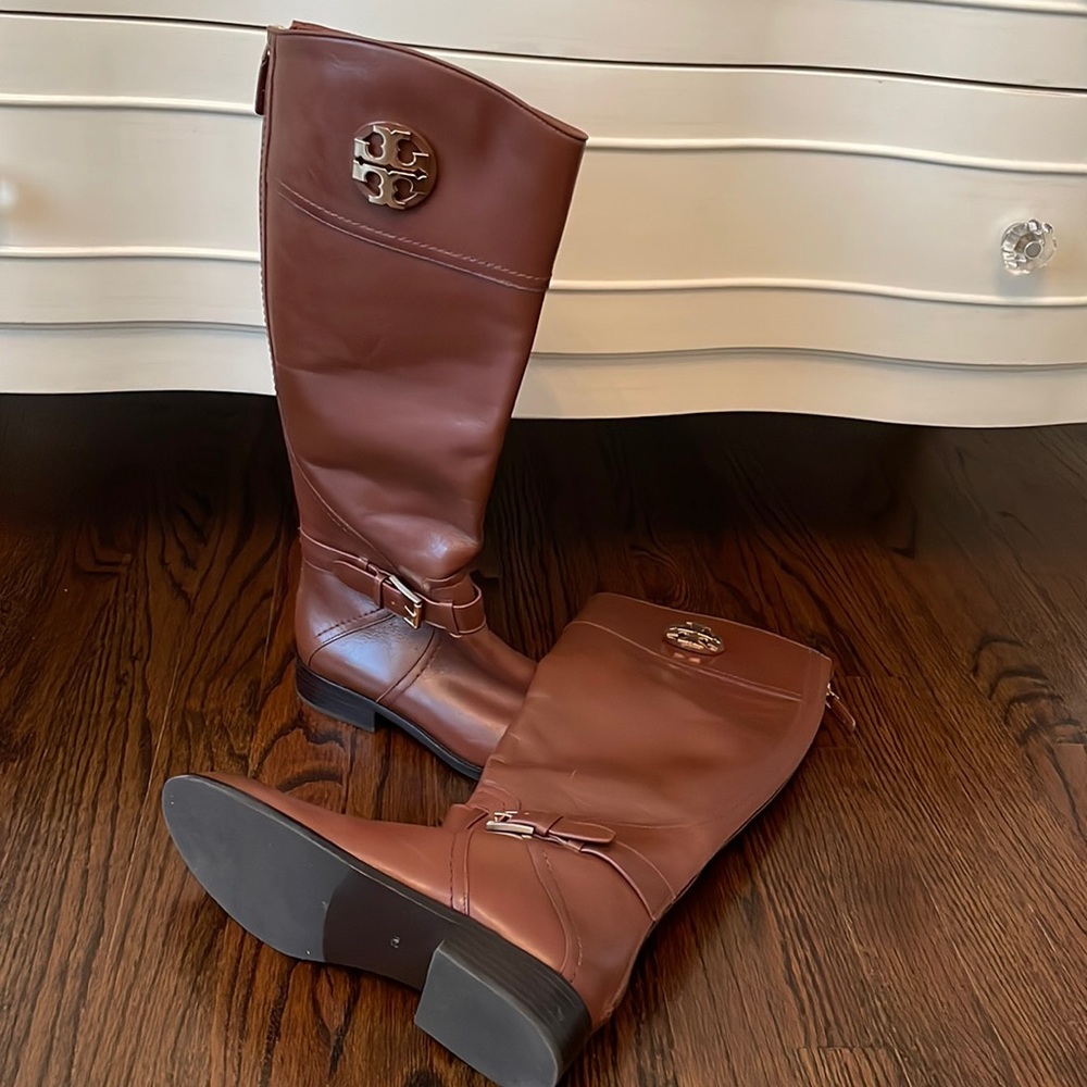 Tory Burch Adeline leather riding boots Tan